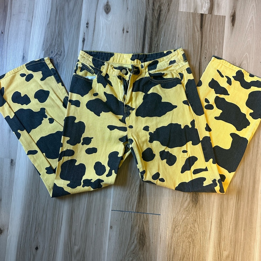 Cow print pants
